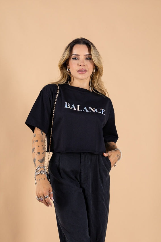 Cropped oversized feminino estampado de algodão sustentável